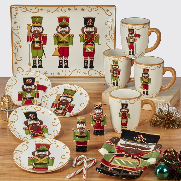 Certified International 4 Piece Holiday Magic Nutcracker 3-D Mug Set